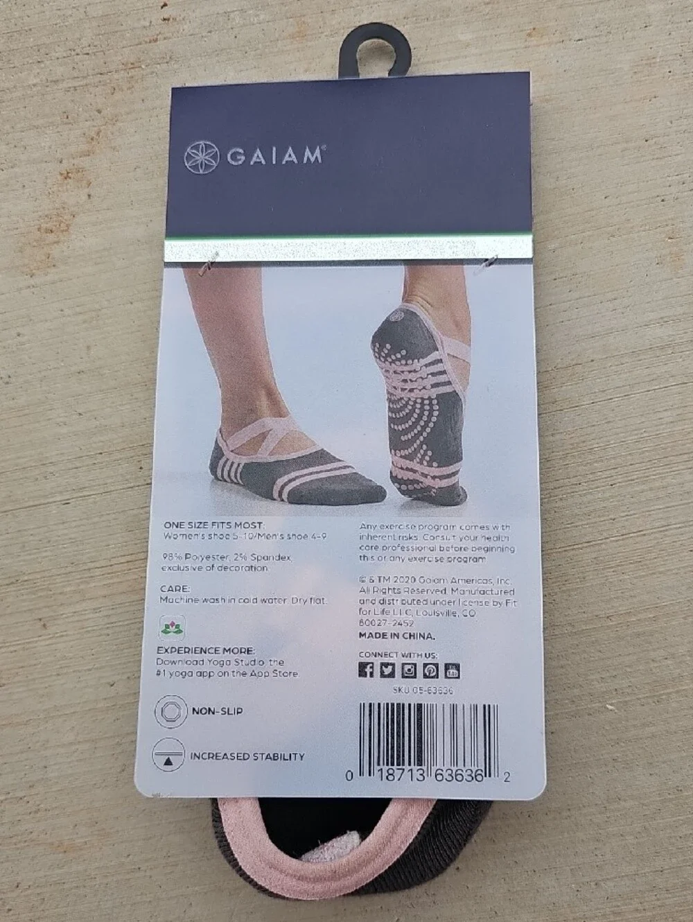 GAIAM Kids No-Slip Yoga-Barre Socks in Pink and Gray
